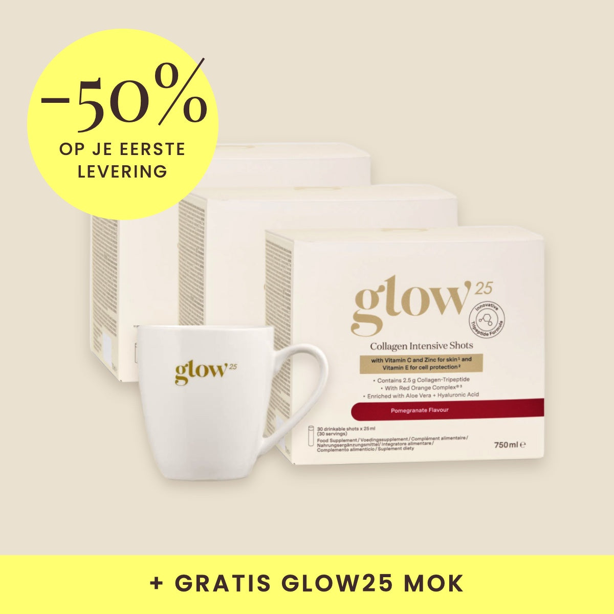 Collagen Intensive Shots, 3 pakketten met gratis mok, Bynder-packshot