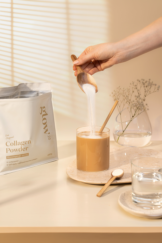 Collagen Coffee with the Glow25 collagen powder