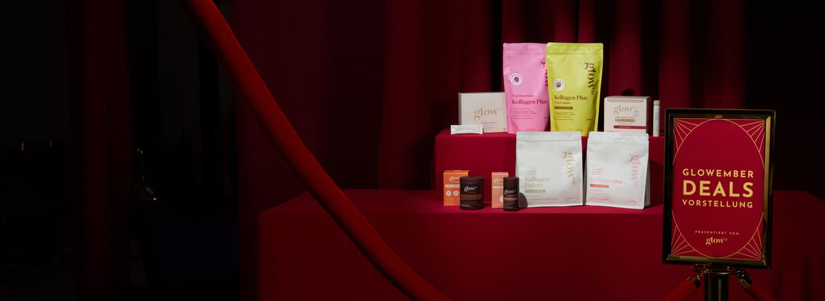 The Glow25 range on a red velvet stage behind a cinema rope