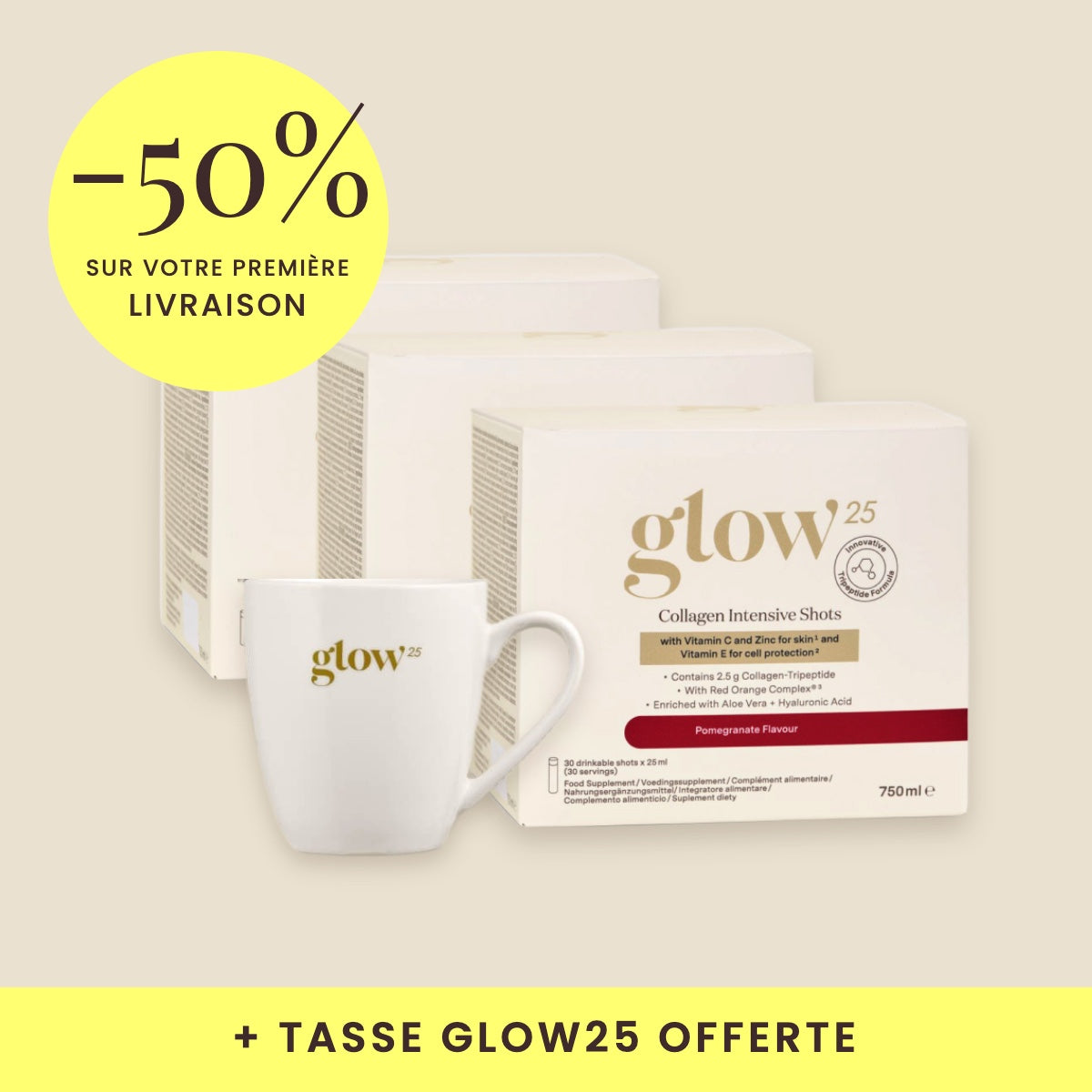 Collagen Intensive Shots, 3 paquets avec tasse offerte, packshot Bynder